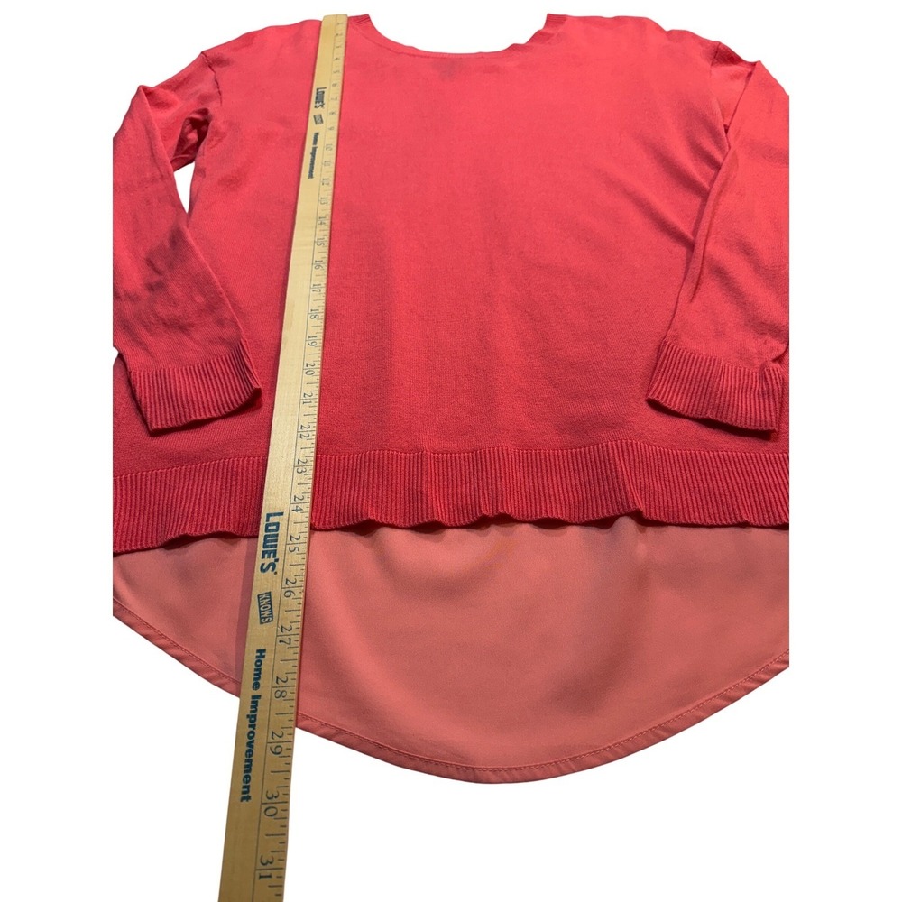 APT. 9 Women's Small Coral Knit Top Chiffon Hem Hi Low Sweater - Picture 5 of 12